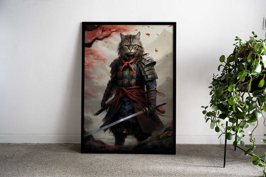 samurai cat japan Asian Style Poster | Wall Art for Home & Office | High-Quality Print - High-Quality Visual Display