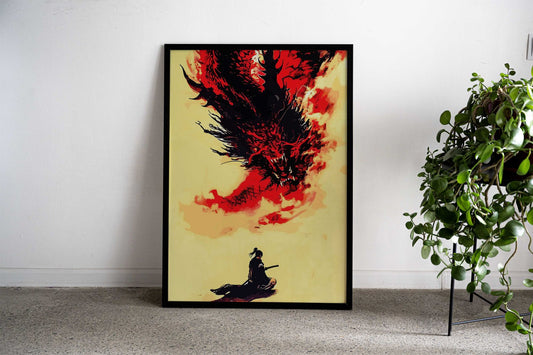 samurai dragon red Asian Style Poster | Wall Art for Home & Office | High-Quality Print - High-Quality Visual Display