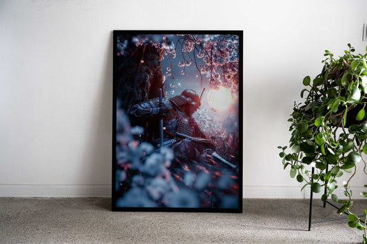 samurai shogun under moon Asian Style Poster | Wall Art for Home & Office | High-Quality Print - High-Quality Visual Display