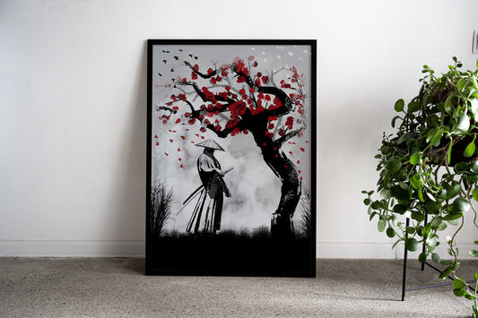 samurai with hat Asian Style Poster | Wall Art for Home & Office | High-Quality Print - High-Quality Visual Display