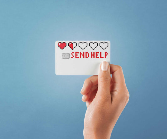 Watercolor send help design | credit card sticker | small chip | credit card skin for nursery and home wall decor.