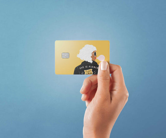 Watercolor she is fierce design | credit card sticker | small chip | credit card skin for nursery and home wall decor.