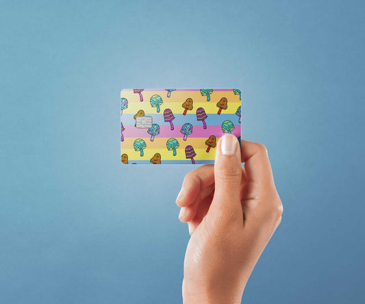 Watercolor shroomz design | credit card sticker | small chip | credit card skin for nursery and home wall decor.