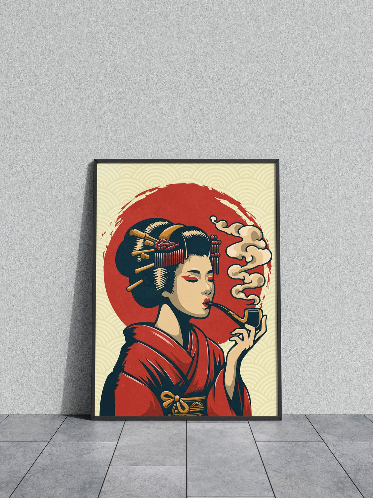 smoking geisha Asian Style Poster | Wall Art for Home & Office | High-Quality Print - High-Quality Visual Display