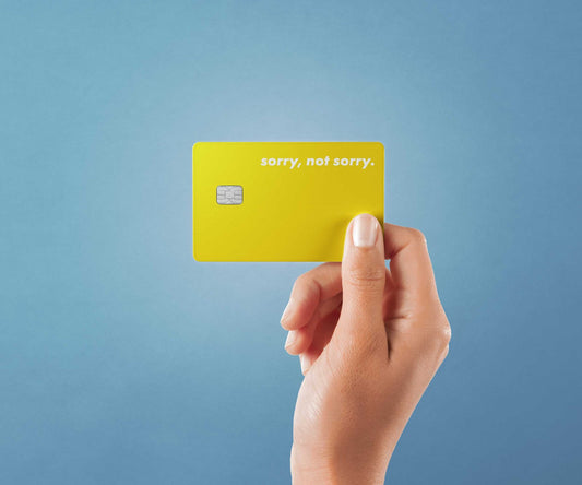 Watercolor sorry not sorry design | credit card sticker | small chip | credit card skin for nursery and home wall decor.