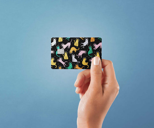 Watercolor space cats design | credit card sticker | small chip | credit card skin for nursery and home wall decor.