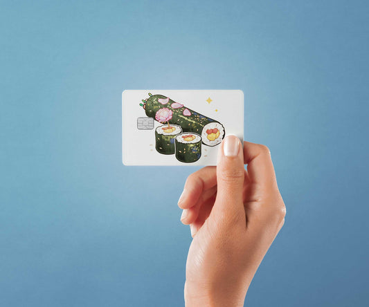 Watercolor spam sushi design | credit card sticker | small chip | credit card skin for nursery and home wall decor.