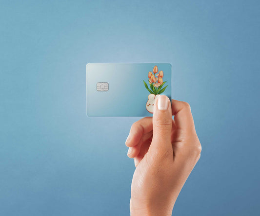 Watercolor spring tulips design | credit card sticker | small chip | credit card skin for nursery and home wall decor.