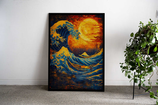 starry night wave japan Asian Style Poster | Wall Art for Home & Office | High-Quality Print - High-Quality Visual Display