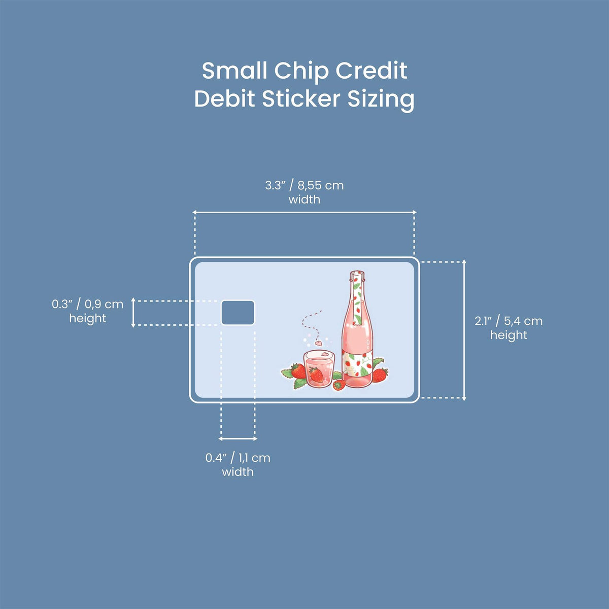 Watercolor strawberry nigori design | credit card sticker | small chip | credit card skin for nursery and home wall decor.