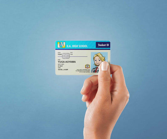 Watercolor student id yuga aoyama design | credit card sticker | small chip | credit card skin for nursery and home wall decor.