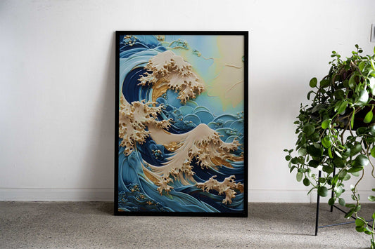 surreal Wave off Kanagawa Asian Style Poster | Wall Art for Home & Office | High-Quality Print - High-Quality Visual Display