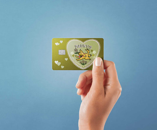 Watercolor taurus puppy love design | credit card sticker | small chip | credit card skin for nursery and home wall decor.