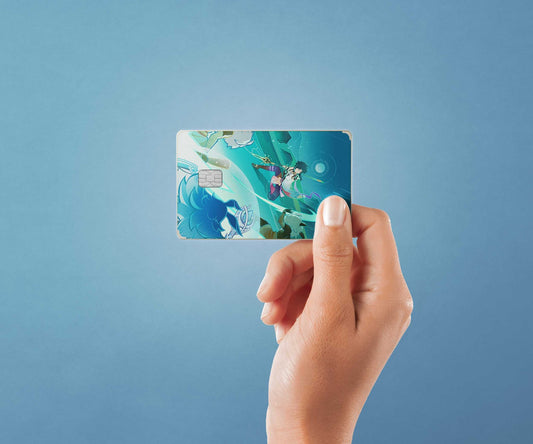 Watercolor tcg guardian yaksha design | credit card sticker | small chip | credit card skin for nursery and home wall decor.