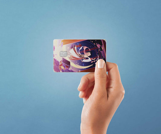 Watercolor tcg kitsune dance design | credit card sticker | small chip | credit card skin for nursery and home wall decor.