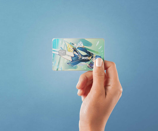 Watercolor tcg xingqiu design | credit card sticker | small chip | credit card skin for nursery and home wall decor.