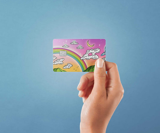 Watercolor technicolor sky design | credit card sticker | small chip | credit card skin for nursery and home wall decor.