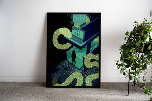 the snake shadow in japan Asian Style Poster | Wall Art for Home & Office | High-Quality Print - High-Quality Visual Display