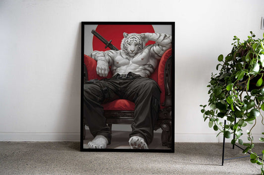 tiger samurai katana Asian Style Poster | Wall Art for Home & Office | High-Quality Print - High-Quality Visual Display