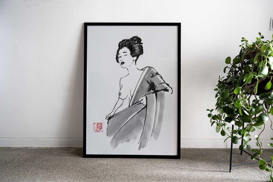 undressing geisha Asian Style Poster | Wall Art for Home & Office | High-Quality Print - High-Quality Visual Display