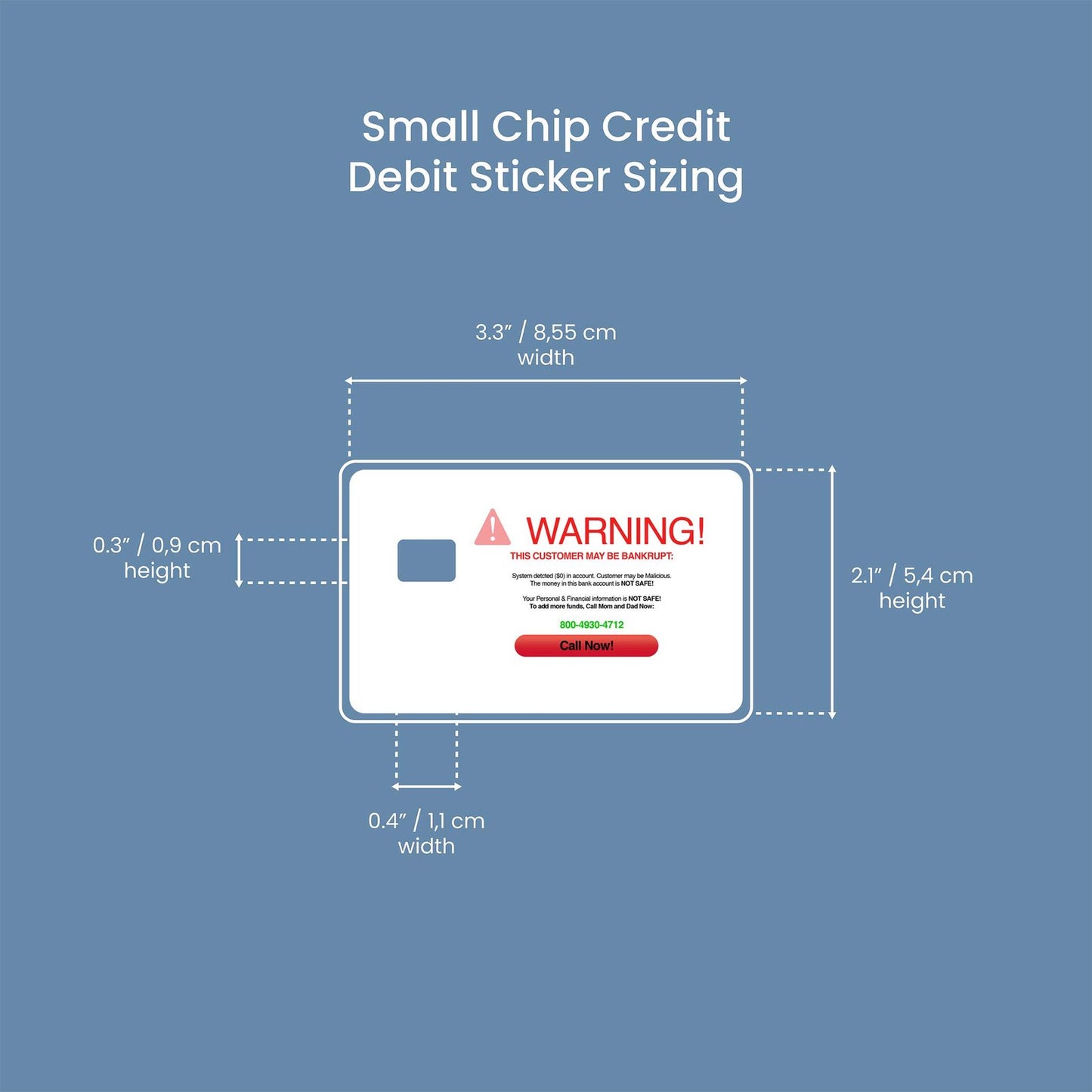 Virus Warning Design | Credit Card Sticker | Small Chip | Credit Card Skin