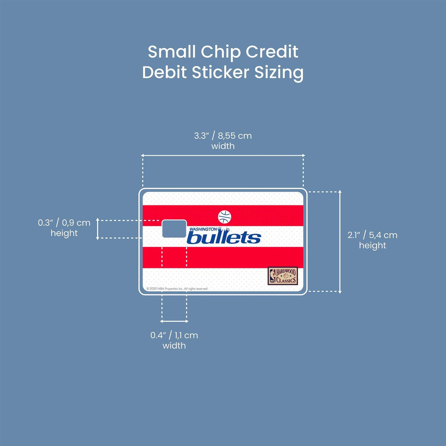 Washington Wizards Home Hardwood Classics Design | Credit Card Sticker | Small Chip | Credit Card Skin