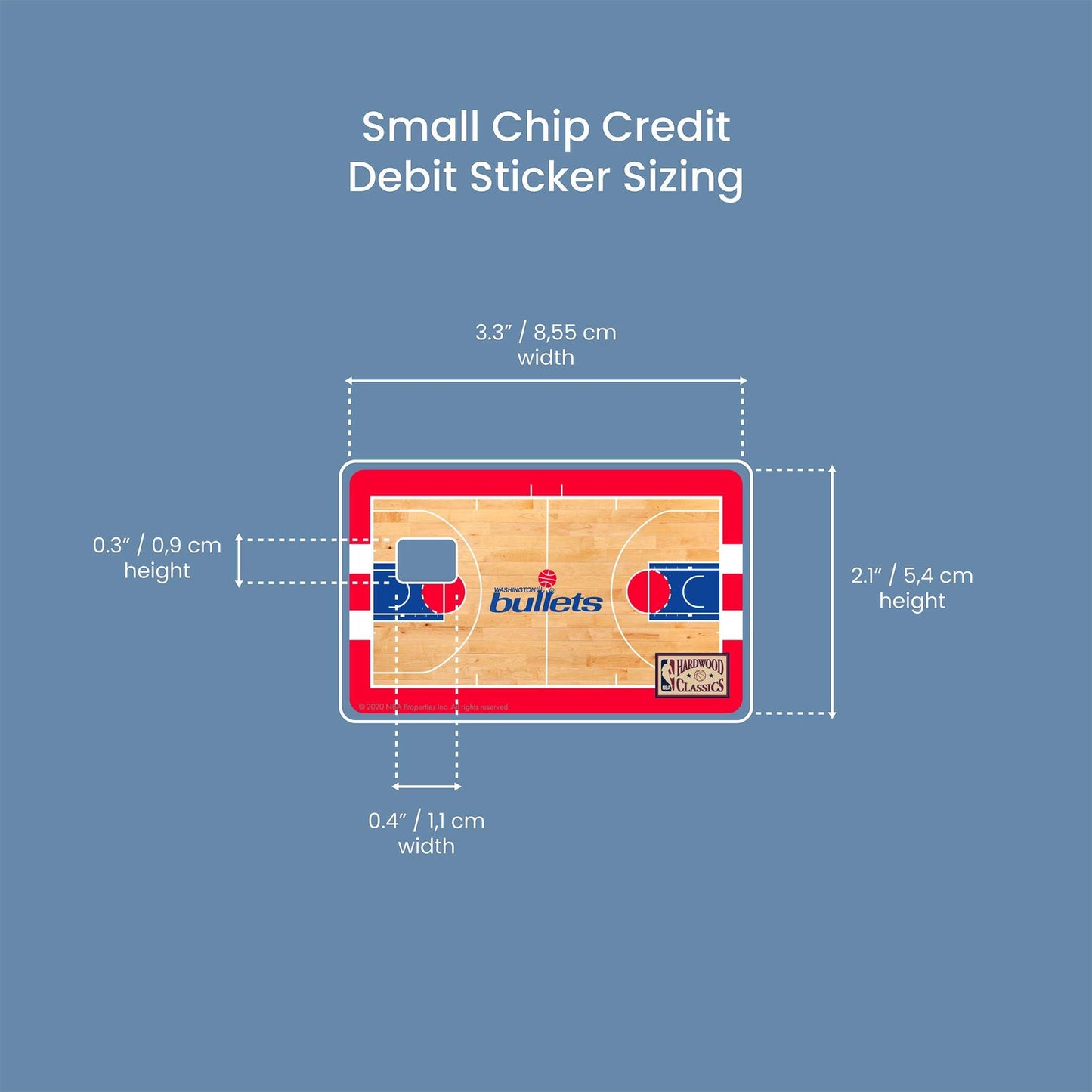 Washington Wizards Retro Courtside Hardwood Classics Design | Credit Card Sticker | Small Chip | Credit Card Skin