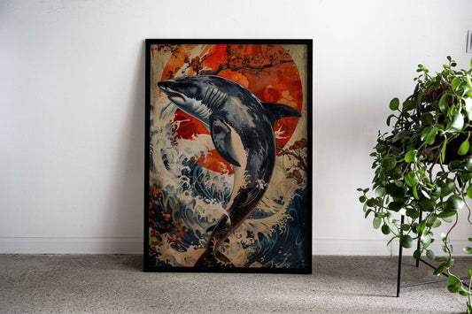 watercolor dolphin animal Asian Style Poster | Wall Art for Home & Office | High-Quality Print - High-Quality Visual Display