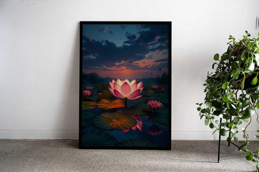 waterlily Asian Style Poster | Wall Art for Home & Office | High-Quality Print - High-Quality Visual Display