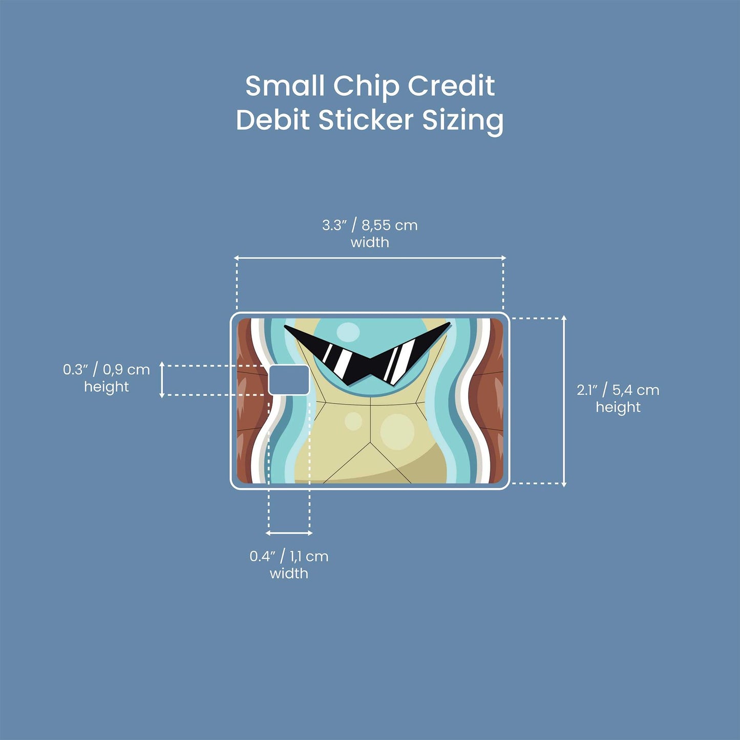 Water Turtle Design | Credit Card Sticker | Small Chip | Credit Card Skin