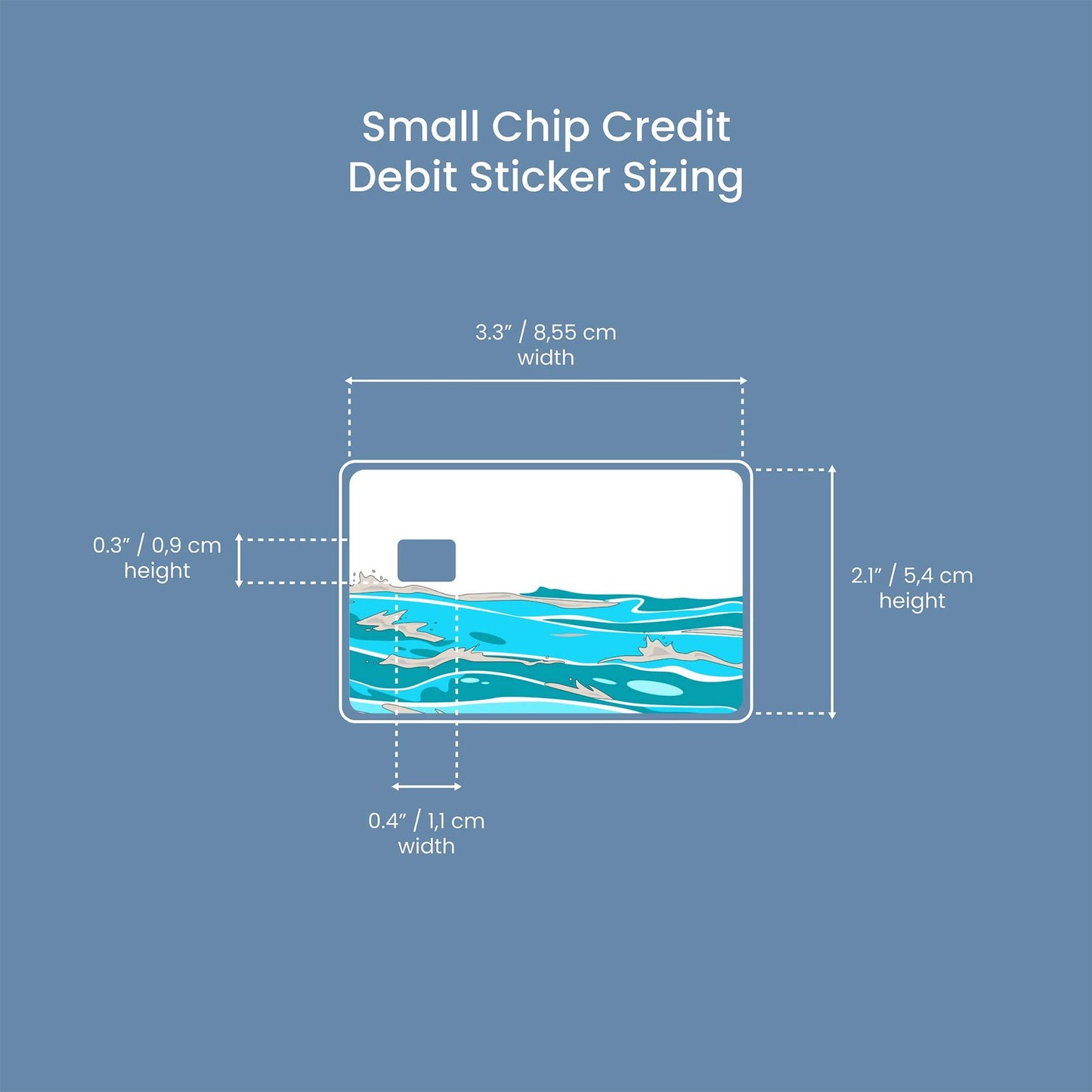 Waves Design | Credit Card Sticker | Small Chip | Credit Card Skin