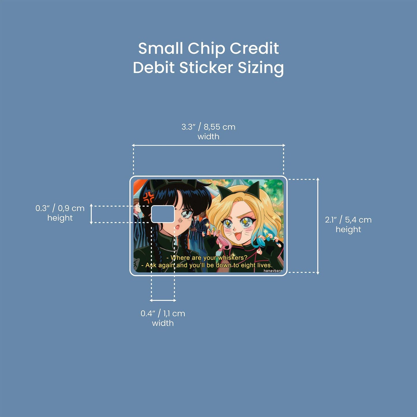 Wednesday and Enid Cats Design | Credit Card Sticker | Small Chip | Credit Card Skin
