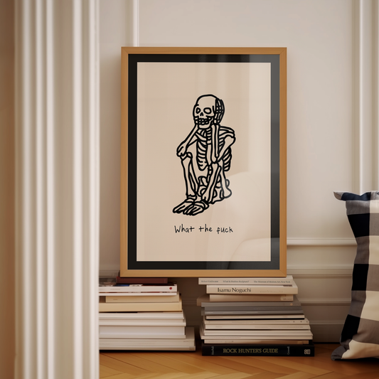 What The Fuck | Black and Cream | Art Print - High-Quality Premium Wall Art Decor Sticker