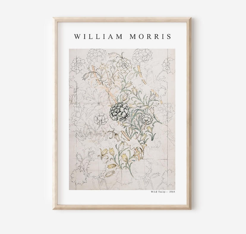 William Morris Wild Tulip Print in Elegant Neutral Tones