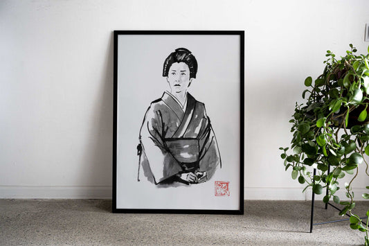 woman talking Asian Style Poster | Wall Art for Home & Office | High-Quality Print - High-Quality Visual Display