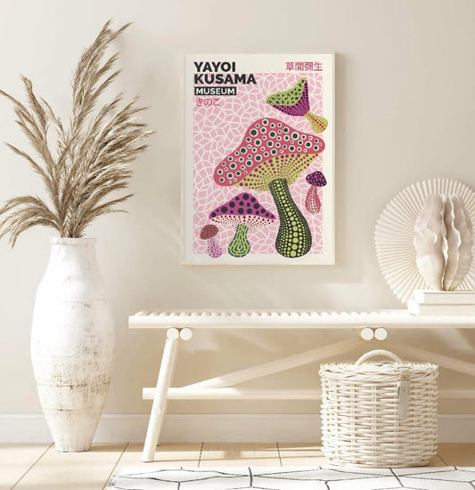 Pink Mushroom Print by Yayoi Kusama