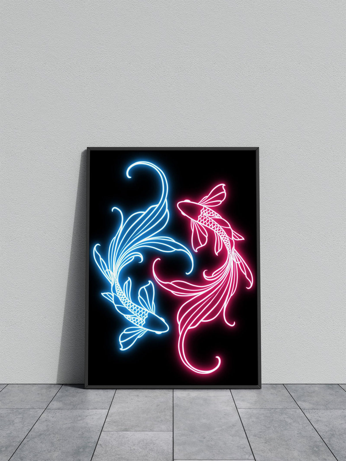 yin yang koi fish neon Asian Style Poster | Wall Art for Home & Office | High-Quality Print - High-Quality Visual Display