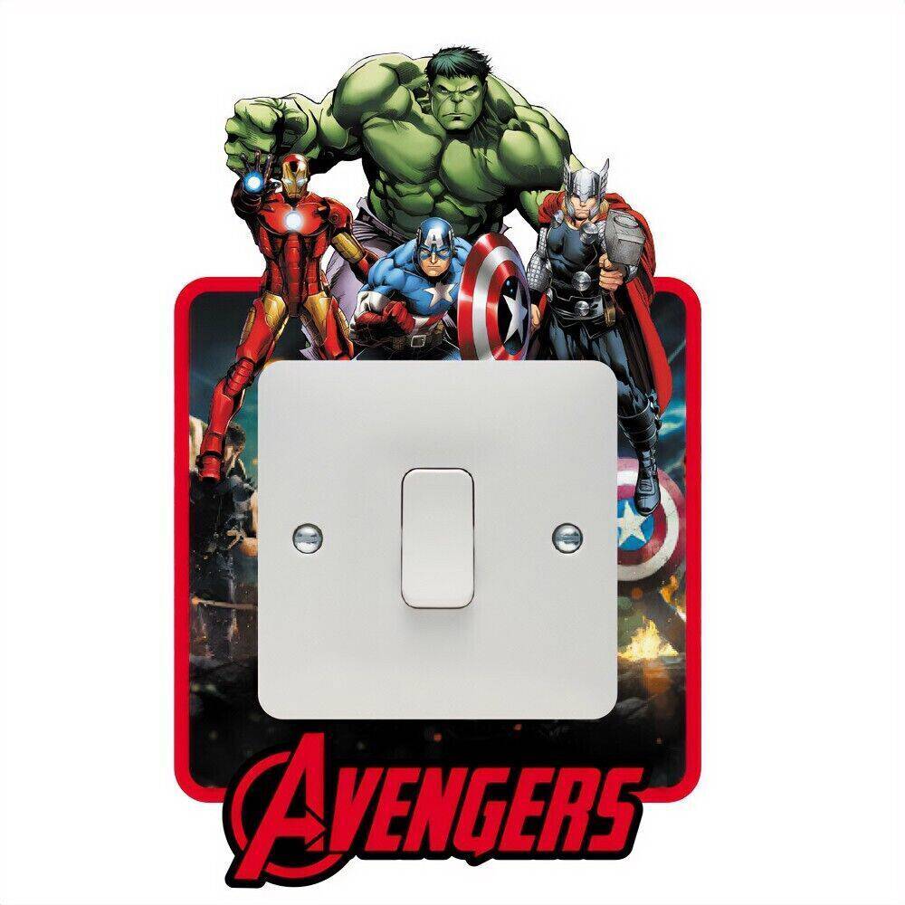 AVENGERS MARVEL LIGHT SWITCH SURROUND STICKER DECAL KIDS BOYS GIRLS BEDROOM - Wonderwallsboutique