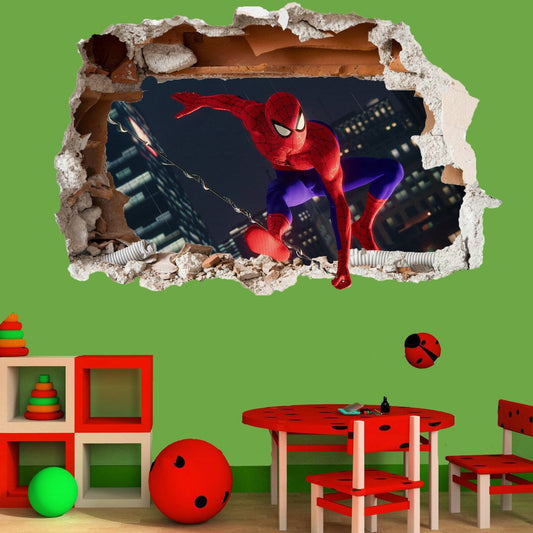 Superhero Spiderman 3D Effect Wall Sticker Mural Poster Decal Room Office - Wonderwallsboutique