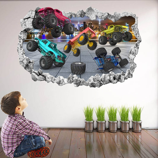 Monster Truck Wall Decal Sticker Mural Poster Print Art Kids Boys Bedroom Decor - Wonderwallsboutique