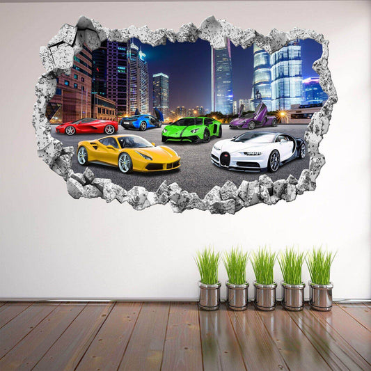 Super Sports Cars Supercar Wall Stickers Mural Decal Poster Print Art Kids Boys - Wonderwallsboutique
