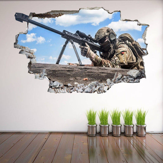 Sniper Soldier Army Military Wall Sticker Mural Decal Print Art Kids Bedroom - Wonderwallsboutique