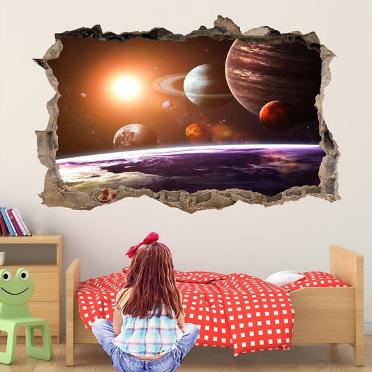 Planets Space Wall Sticker Mural Decal Print Art Astronomy Stars - Wonderwallsboutique
