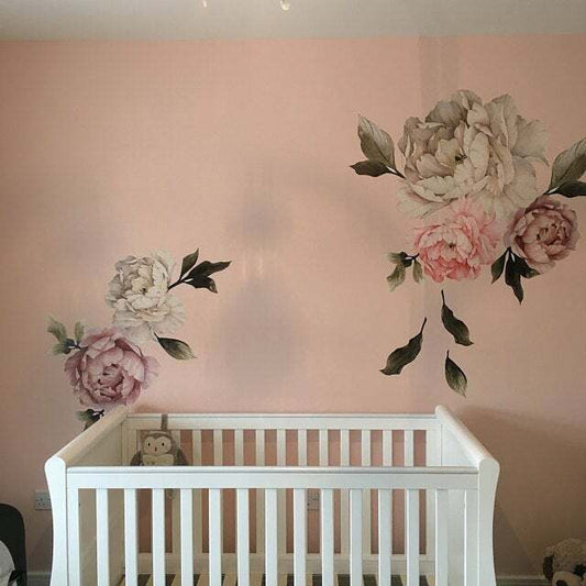 Peony Wall Decal - Large Self Adhesive Wallpaper - Floral Wallpaper Mural - Wonderwallsboutique