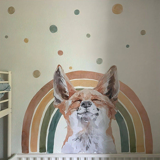 FRIENDS FOX Wall decal for kids big set forest animals rainbow boho - Wonderwallsboutique