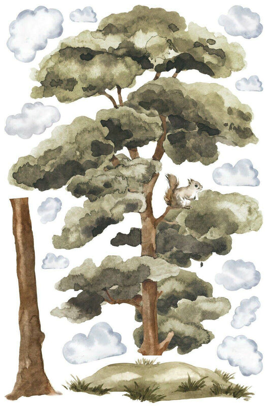BUDDIES TREE Tree Wall decal for kids forest tree tree decal hand painted - Wonderwallsboutique