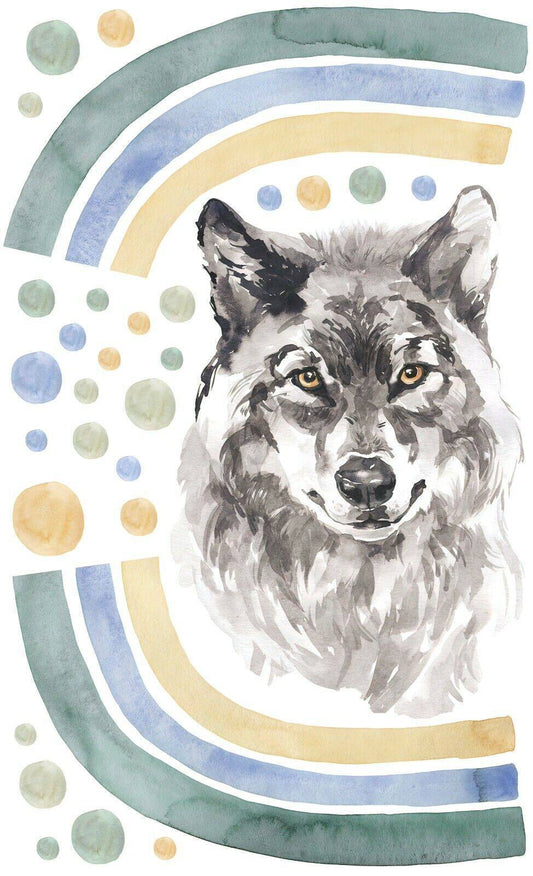 FRIENDS WOLF Wall decal for kids big set forest animals rainbow boho - Wonderwallsboutique