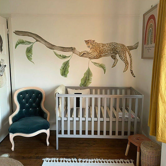 LEOPARD OASIS Wall decal for kids big set hand painted watercolor - Wonderwallsboutique