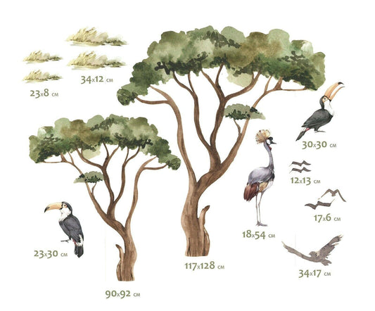 SAVANNA TREE Wall decal for kids safari nursery decor Africa tree wall decal - Wonderwallsboutique