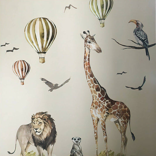 SAVANNA Wall decal for kids safari nursery decor giraffe wall decal watercolor